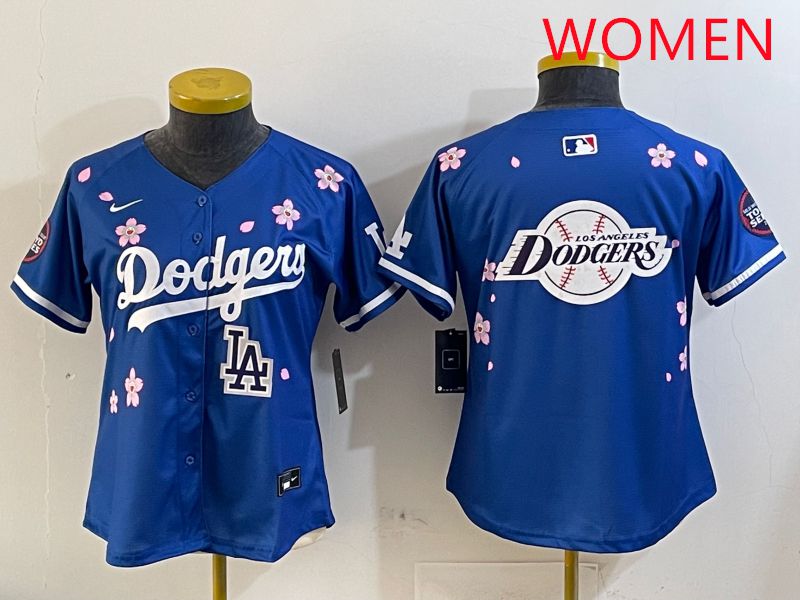 Women Los Angeles Dodgers Blank Blue Sakura Edition 2025 Nike MLB Jersey style 30